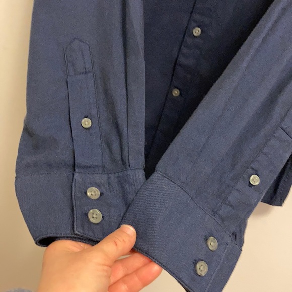 John Varvatos USA Navy Blue Cotton Button Down Shirt Size Large - Picture 6 of 10